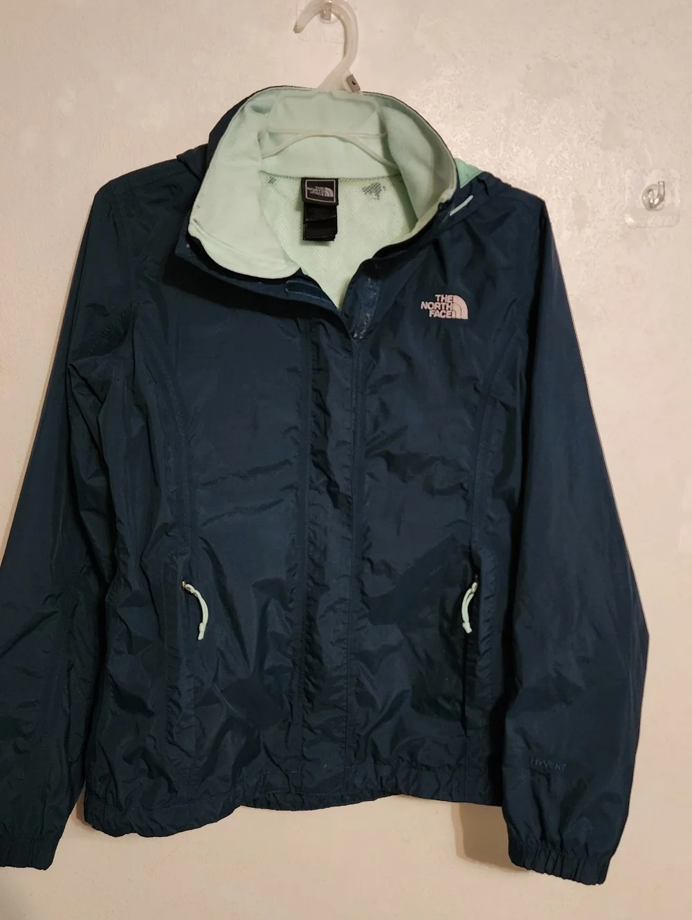 The North Face Hyvent Windbreaker Hooded Jacket Blue Size S Jacket (Flaws)